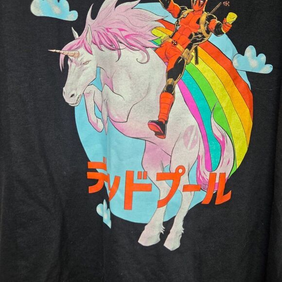 Marvel Deadpool Unicorn T-Shirt | L | Black | Funny Graphic Tee | Unisex | NEW - Picture 4 of 6